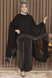 Modamerve Sifon Pelerinli Simli Tulum Ikili Kombin Gri Mrg 22055 Moda Stilleri Mankenler Elbise Modelleri