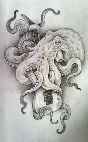 Octopus W Guitar By Brandonald D8fpr0w Jpg 705 1 139 Pixels Octopus Drawing Octopus Art Octopus Tattoos
