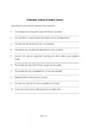 Have they found the prisoner who escaped last week? Participles Instead Of Relative Clauses Esl Worksheet By Mia001