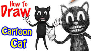 Black and white cartoon illustration of scary halloween zombie bad cat for coloring book. How To Draw Cartoon Cat From Creepypasta Youtube