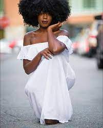 Summer Trends Natural Afro Hair With Off The Shoulder White Dress For African American Women Natural Hair Styles Black Hair Tips Beautiful Natural Hair