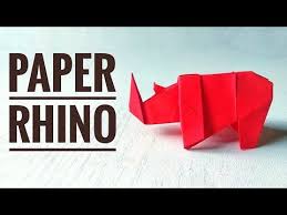 Origami Animals Paper Rhino Diy Easy Origami Rhino Papercraft Youtube Origami Easy Origami Rhino Origami Animals