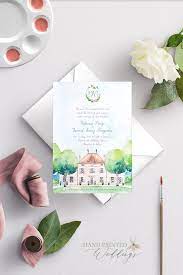 Chateau De Barbirey France Wedding Invitation Painted Wedding Invitation Printable Wedding Invitations Vintage Wedding Invitation Design Inspiration