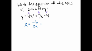 Note where the green line is and how it divides the parabola. Write The Equation Of The Axis Of Symmetry For A Parabola Youtube
