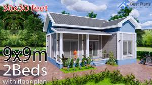 A traditional 2 story house plan presents the main living spaces (living room, kitchen, etc) on the main level, while all bedrooms reside upstairs. House Plans 9x9 Meters 30x30 Feet 2 Bedrooms Gable Roof Samhouseplans