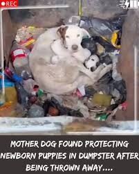 Mother dog and puppies found in dumpster