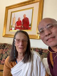 Remembering Gen Tharchin Master of Completion Stage . Centre with newly  ordained . Photo by Kelsang Thaye .