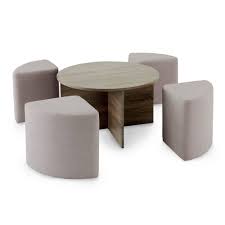 Cloture galvansè pour poteau feedback. Table Basse Ronde En Bois Et 4 Poufs Bonnie Decoinparis