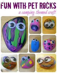Our camping crafts included popsicle cabins, friendship bracelets, and even campfire building, where we solidified our bonds by singing there was a moose getting kids outside and engaged with arts and crafts helps them tap into parts of their brain and creativity that they might not access otherwise. Fun With Pet Rocks A Camping Themed Craft Fun A Day Preschool Crafts Themed Crafts Camping Crafts