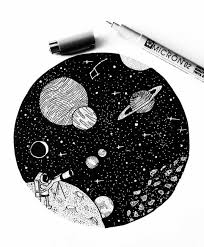 Pin By Minnie Mamar On Drawing Black Pen Drawing Space Drawings Pen Drawing