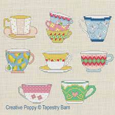 Free printable cross stitch sayings and samplers. Tapestry Barn Time For Tea 8 Teacup Motifs Cross Stitch Pattern