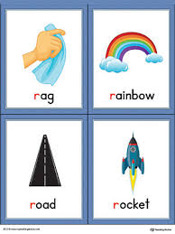Explore the words · raconteur. Letter R Words And Pictures Printable Cards Rain Rug Run Rock Color Myteachingstation Com