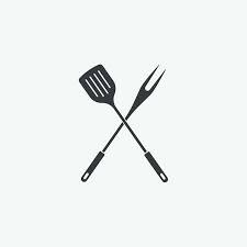 Spatule Et Fourchette A Barbecue Logo Pour Le Barbecue Partie De Gril Fait Dans Le Style Plat De Dessin Anime Clip Art Libres De Droits Vecteurs Et Illustration Image 79176934