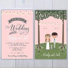 Cat Wedding Invitations Boho Kitty Wedding Stationery Pink And Green Wedding Invitation Set Cartoon Wedding Invite Suite Pernikahan Undangan