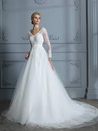Get the best deals on tulle lace sleeveless ball gown/dutchess wedding dresses. Ball Gown V Neck Long Sleeves Tulle Court Train Lace Wedding Dresses Chicregina