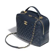 Vanity Case Navy Blue Calfskin Gold Tone Metal Other View See Full Sized Version Chanel Luggage Fashion Bags Chanel Handbags