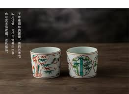 日本t nishikawa kayori纯手工京烧清水烧彩绘陶瓷茶杯 glassware tableware mugs