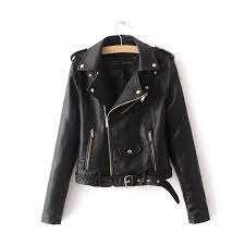 Women Black Brando Belted Leather Jacket With Shoulder Epaulettes Leather Skin Shop Pu Leather Jacket Leather Jackets Women Faux Leather Jackets
