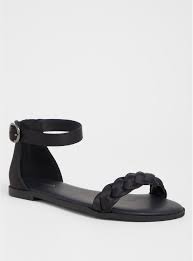 Black Ankle Strap Sandals Flat Black Braided Flat Sandal Wide Width In 2020 Wide Width Sandals Ankle Strap Sandals Heels Black Ankle Strap Heels