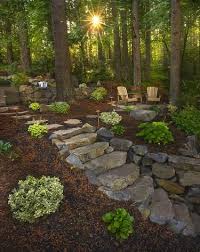 Really, now there are lots of sorts of this diy movie, which could help you finding the correct wooded backyard ideas. Great Idea To Incorporate Stones As Part Of The Floor Wooded Backyard Landscape Backyard Landscaping Wooded Backyard