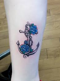 Anchor with flowers;both my parents have passed away. 28 Anchor Tattoos With Flowers
