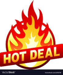 Hot Deal Fire Badge Price Sticker Flame Royalty Free Vector