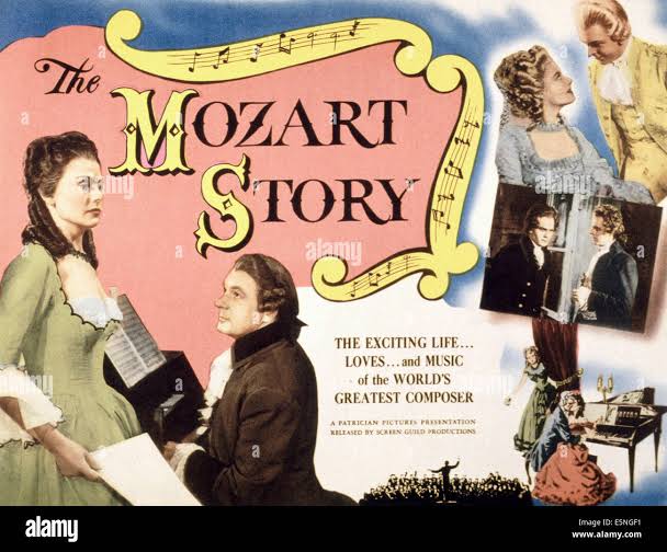 THE MOZART STORY, from left: Winnie Markus, Hans Holt as Wolfgang Amadeus  Mozart, 1948 Stock Photo - Alamy