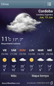 Estado Actual Y Pronostico Del Tiempo Desde El Jueves 19 06 Al Miercoles 25 06 Para La Ciudad De Cordoba Y Alrededores Pronostico Extendido