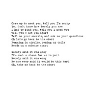 Tell Me Your Secrets And Ask Me Your Questions Oh Let S Go Back To The Start Coldplay The Scientist No One Ever Said It Would Be This Hard Coldplay Lyrics Coldplay Quotes Coldplay The Scientist