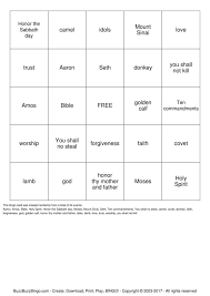 Put the train in order discussing each commandment and glue onto a large piece of butcher block paper or post on a wall. The 10 Commandments Bingo Cards To Download Print And Customize
