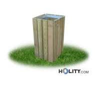 Mülleimer mit Holz für Aussenbereich h28797