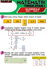 Matematik Tingkatan 1 Bab 1 Bab 3 Worksheet Latihan Matematik Worksheets Workbook