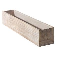 Treat yourself to a work of art. 4 In X 4 In X 20 In Large White Wash Wood Planter Box W Hard Liner Wood Floral Containers