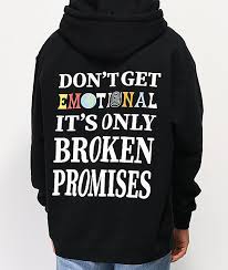 Broken Promises Emotional Black Hoodie