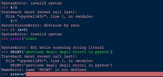 Errori In Python Errori Sintattici Semantici Runtime Lessicali