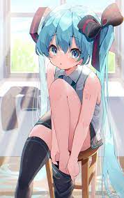 Wallpaper : leg fetish, stoking, duduk, gadis anime, Vocaloid, Hatsune  Miku, rambut biru, mata biru, twintails, vertikal, rambut panjang 1024x1632  - Konozettoda - 2203809 - HD Wallpapers - WallHere
