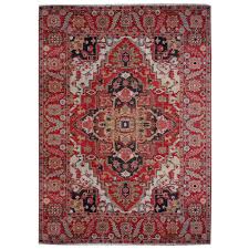Sofort durch vorsichtiges schaben in richtung der mitte des flecks entfernen.feuchte flecken; 15345 Heriz Azeri Teppich Vintage 372 X 272 Cm Wolle Handgeknupft Rot Schwarz Beige