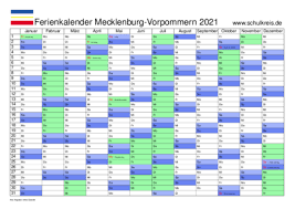 Gallery of excel kalender 2021 kostenlos halbjahreskalender. Schulferien Kalender Mecklenburg Vorpommern Mv 2021 Mit Feiertagen Und Ferienterminen