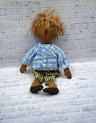 Primitive Textile Doll Raggedy Ann Boy Original Handmade Gift