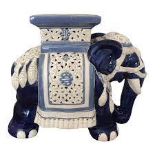 Oriental furniture 18 carved elephant porcelain garden stool. Vintage Blue And White Ceramic Elephant Garden Stool Chairish