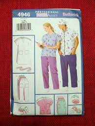 Butterick Sewing Pattern 4946 Scrubs Dress Skirt Cap Top Pant Ponytail Holder Men S Women S Sizes L Xl Medical Surgical Uniform Uncut Butterick Sewing Pattern Sewing Patterns Sewing Hats