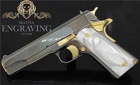 Engraved Black And Gold 1911 Pin On Fire Arm Engraving Design
