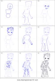 Draw a circle near the top of the paper as a guide for the bottom part of baby groot's head. How To Draw Baby Groot Printable Step By Step Drawing Sheet Drawingtutorials101 Com