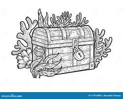 Сундук с сокровищами на дне океана векторный рисунок Иллюстрация вектора -  иллюстрации насчитывающей плакат, форма: 177016858