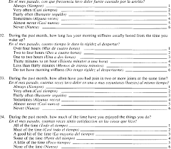 Soal selidiksoal selidik merupakan satu set soalan atau item dalam bentuk tulisan. Format Of Dual Language English Spanish Arthritis Impact Measurement Download Table