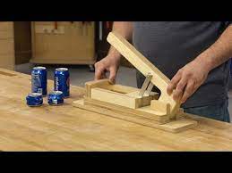 Homemade can crusher fabricated from angle iron, steel plate, round rod, and hardware. Diy Shop Made Can Crusher Youtube