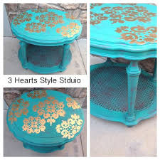 Gorgeous Teal Side Table Accent Table Nightstand Bed Side Table Teal Turquoise Gold Painted Furniture Painted Furniture Diy Furniture Red Nightstand