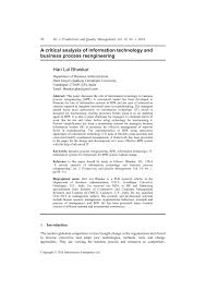 Pdf A Critical Analysis Of Information Technology And Business Process Reengineering