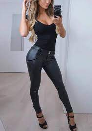 Pantalon femme cuir modèle florane agneau plongé. Sexy Maigre Faux Cuir Leggings Push Up Slim Jeggings Pantalons Noir Femme Leggings Bas