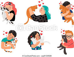 If you like the video, please, share, like, comment and subscribe! Cat Pet Owner Characters Owners Hugging Cats Women And Men Petting Cats Animals Young Persons With Pets Embraces Portraits Canstock